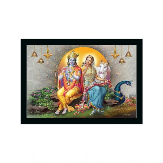 Fashion Radha Krishna Painting with Synthetic Photo Frame (Multicolor)