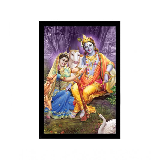 Fashion Radha Krishna Painting with Synthetic Photo Frame (Multicolor)