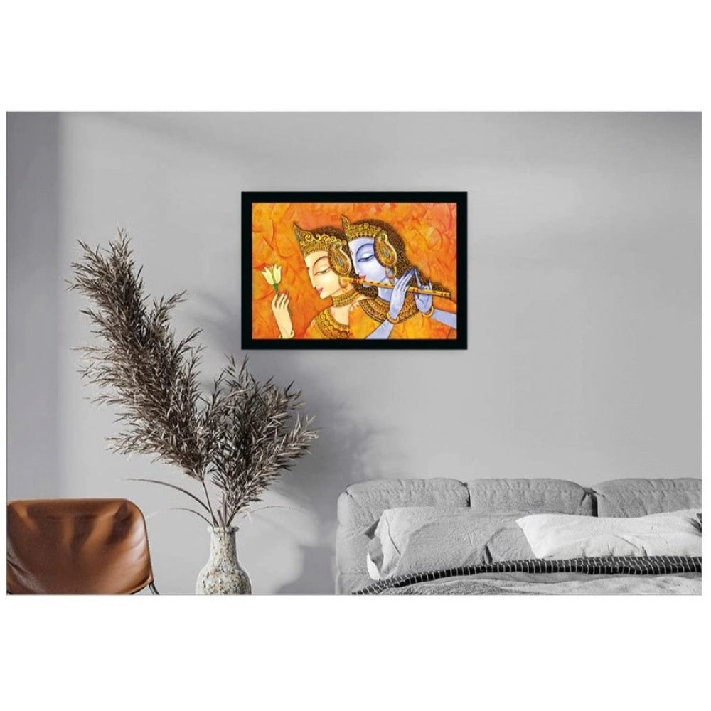 Fashion Radha Krishna Painting with Synthetic Photo Frame (Multicolor)