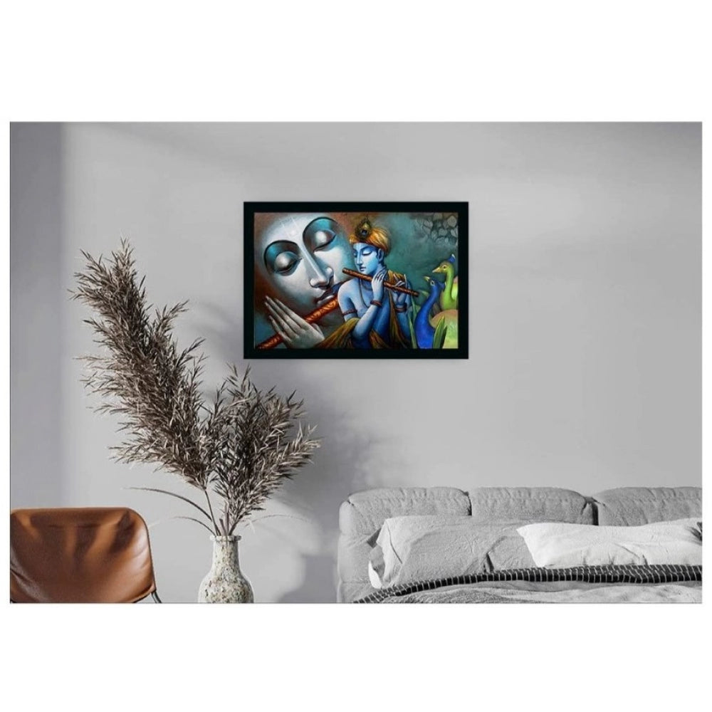 Fashion Radha Krishna Painting with Synthetic Photo Frame (Multicolor)