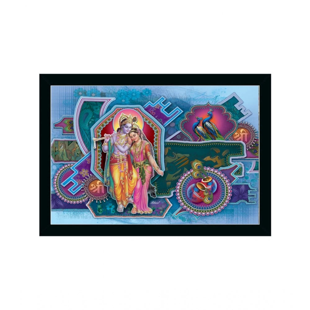 Fashion Radha Krishna Painting with Synthetic Photo Frame (Multicolor)