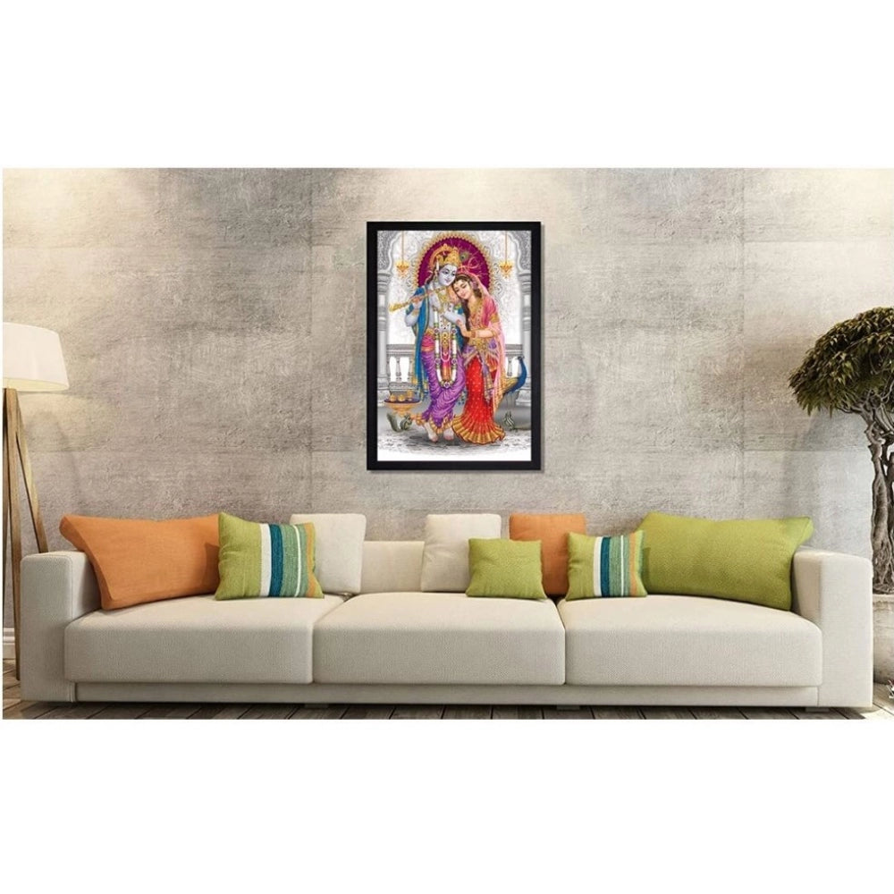 Fashion Radha Krishna Painting with Synthetic Photo Frame (Multicolor)
