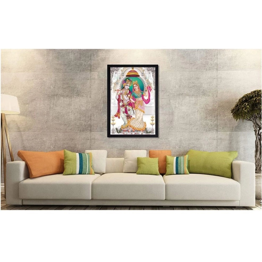 Fashion Radha Krishna Painting with Synthetic Photo Frame (Multicolor)