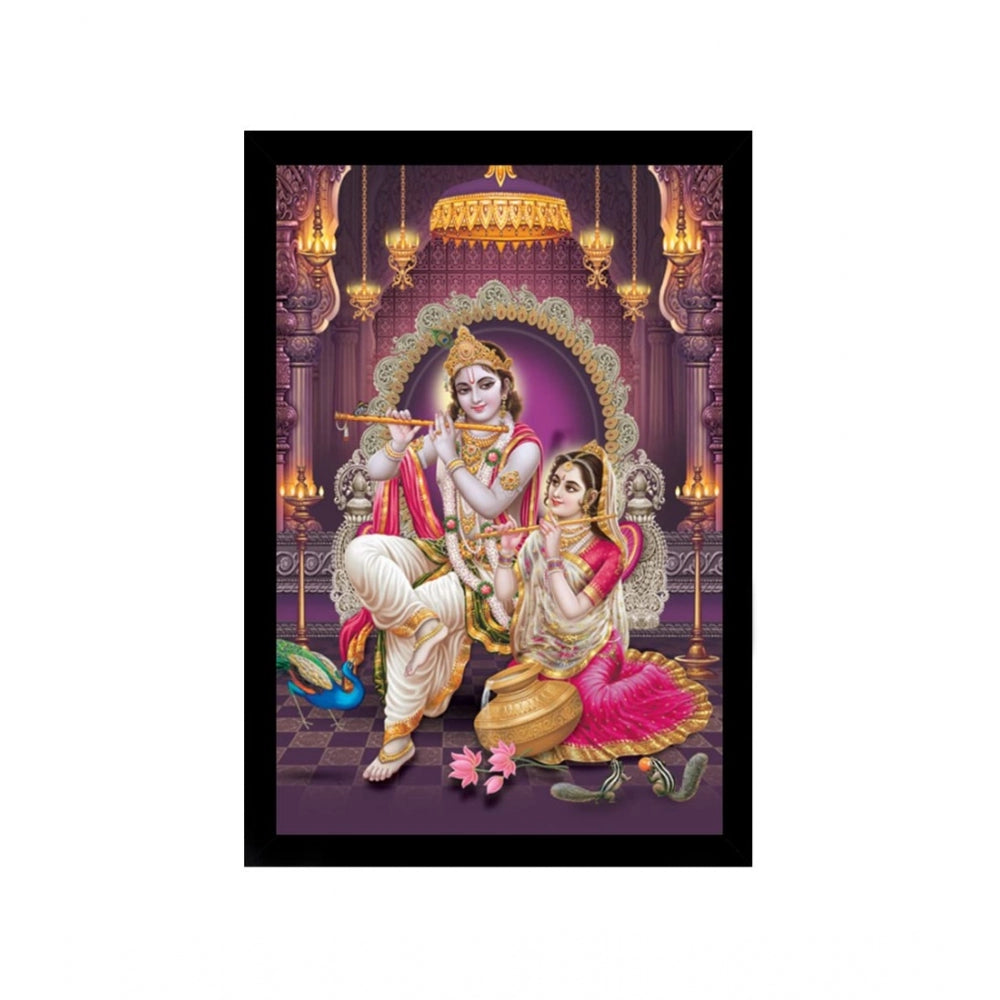 Amfyn Radha Krishna Painting with Synthetic Photo Frame (Multicolor)