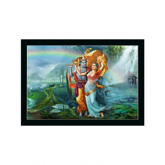Amfyn Radha Krishna Painting with Synthetic Photo Frame (Multicolor)