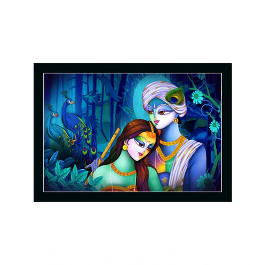 Amfyn Radha Krishna Painting with Synthetic Photo Frame (Multicolor)