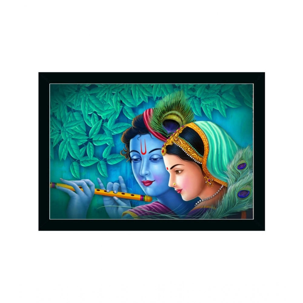 Amfyn Radha Krishna Painting with Synthetic Photo Frame (Multicolor)