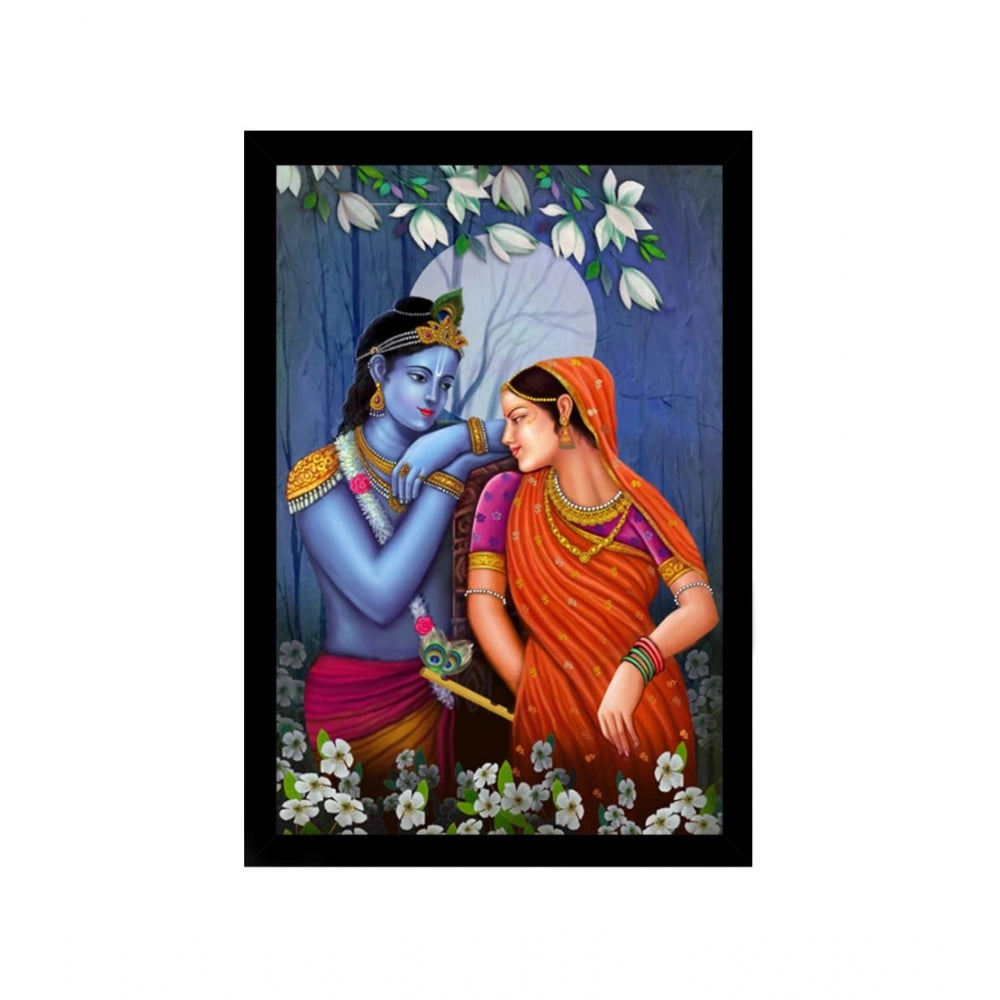 Amfyn Radha Krishna Painting with Synthetic Photo Frame (Multicolor)