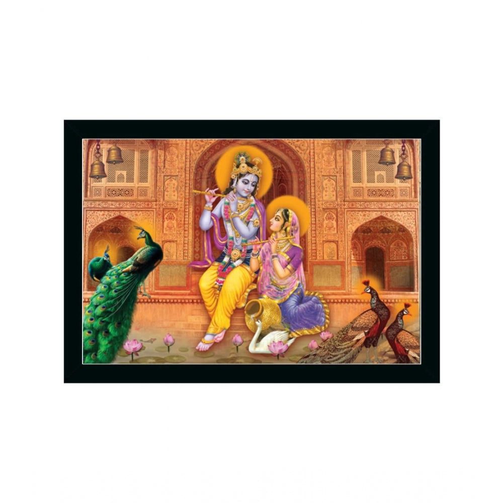 Amfyn Radha Krishna Painting with Synthetic Photo Frame (Multicolor)