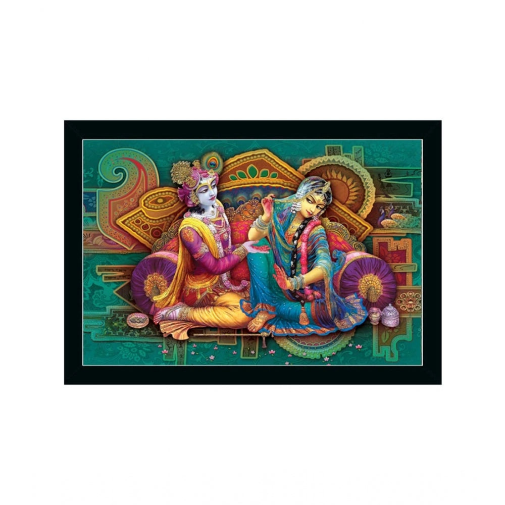 Amfyn Radha Krishna Painting with Synthetic Photo Frame (Multicolor)