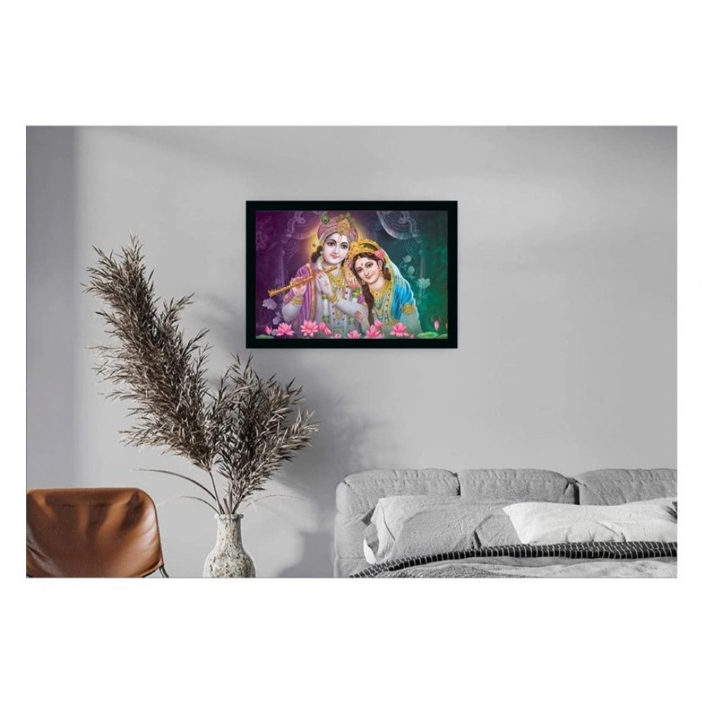 Amfyn Radha Krishna Painting with Synthetic Photo Frame (Multicolor)