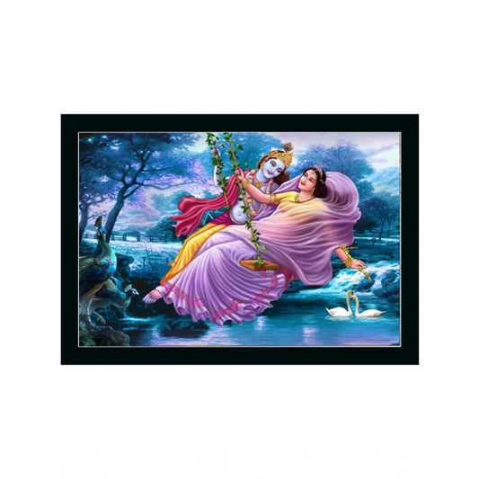 Amfyn Radha Krishna Painting with Synthetic Photo Frame (Multicolor)