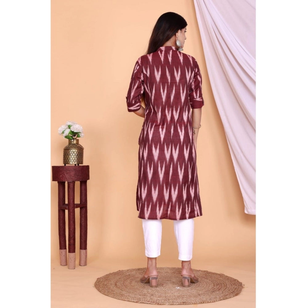 Amfyn Women's Casual 3/4th Sleeve Printed Cotton Flex Kurti (Maroon)