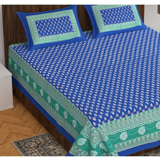Amfyn Cotton Printed Queen Size Bedsheet With 2 Pillow Covers (MultiColor, 90x100 Inch)