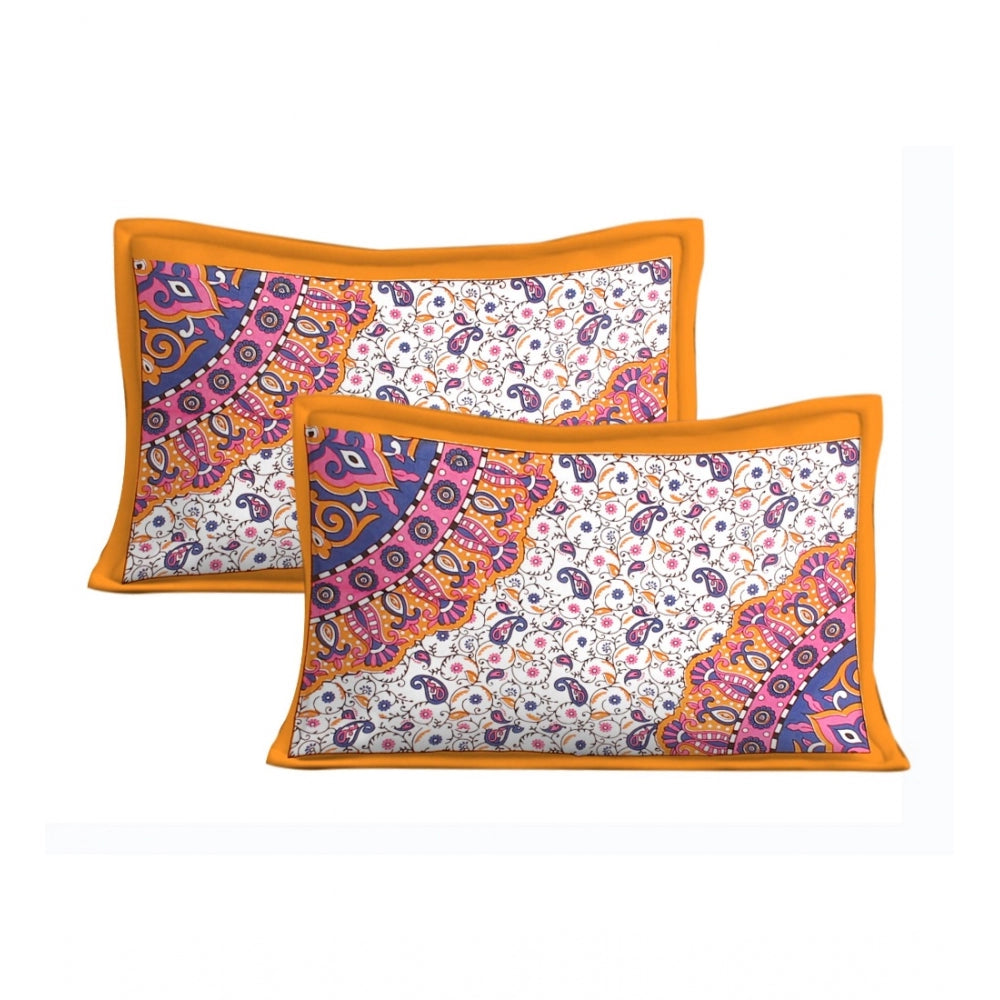 Amfyn Cotton Printed Queen Size Bedsheet With 2 Pillow Covers (MultiColor, 90x100 Inch)