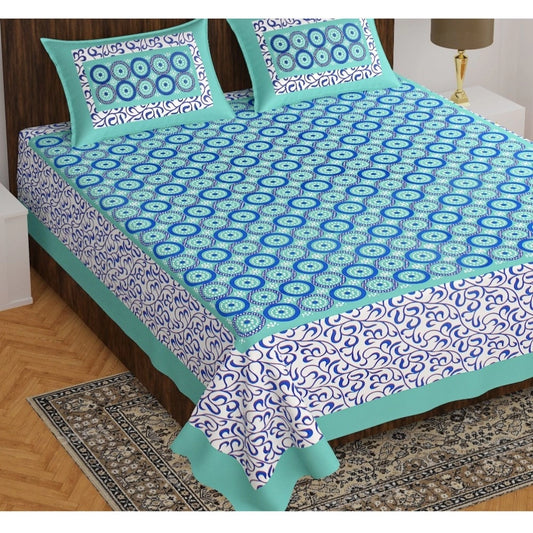 Amfyn Cotton Printed Queen Size Bedsheet With 2 Pillow Covers (MultiColor, 90x100 Inch)