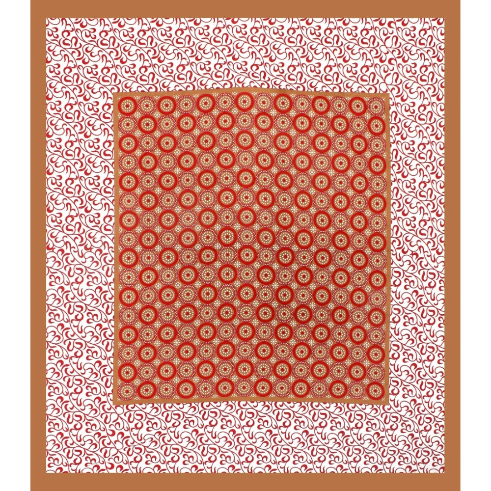 Amfyn Cotton Printed Queen Size Bedsheet With 2 Pillow Covers (Light Brown, 90x100 Inch)