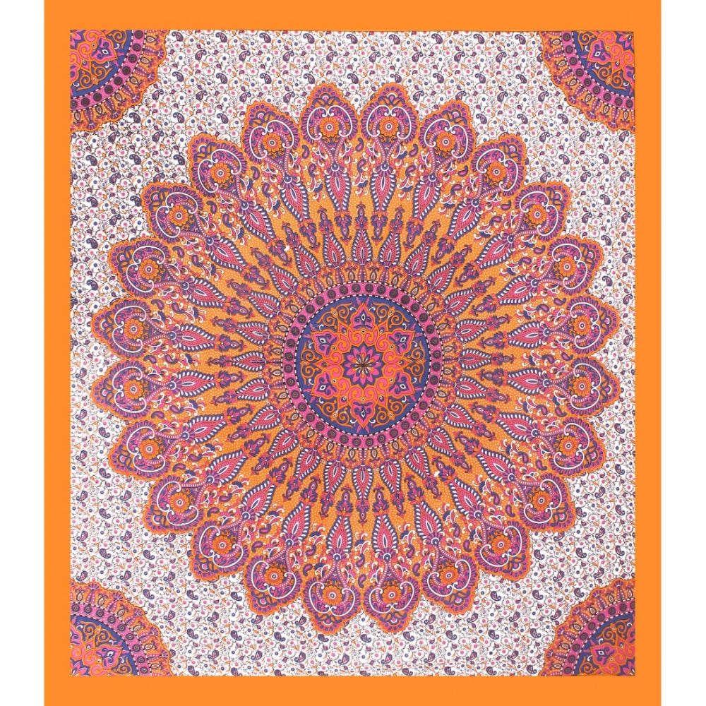 Amfyn Cotton Printed Queen Size Bedsheet With 2 Pillow Covers (MultiColor, 90x100 Inch)