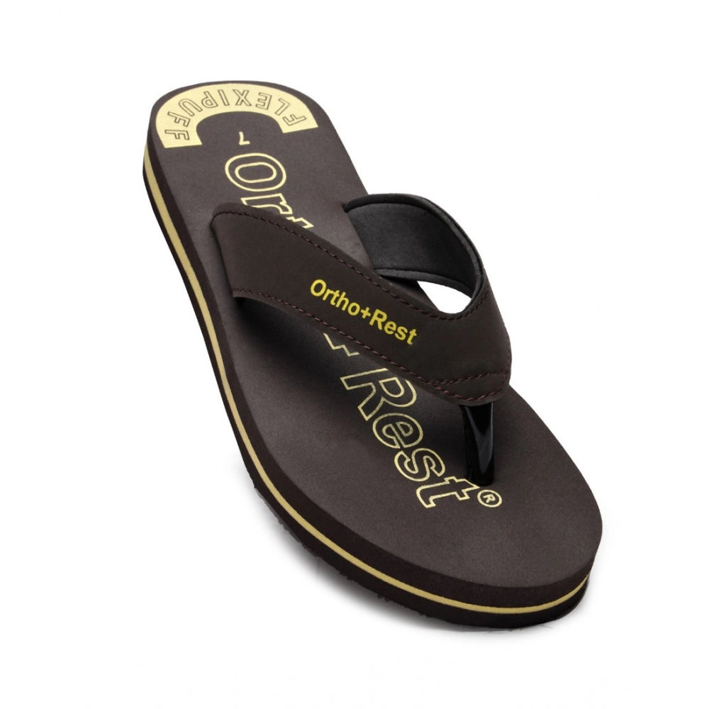 Amfyn Unisex Rubber Comfortable Orthopedic Doctor Slipper and Flip Flops (Brown)