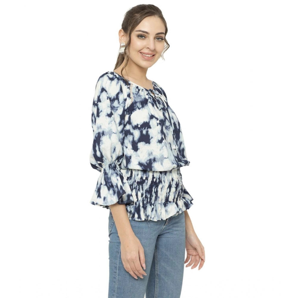 Amfyn Women's Cotton Blend Solid 3-4 Sleeve Top (White)