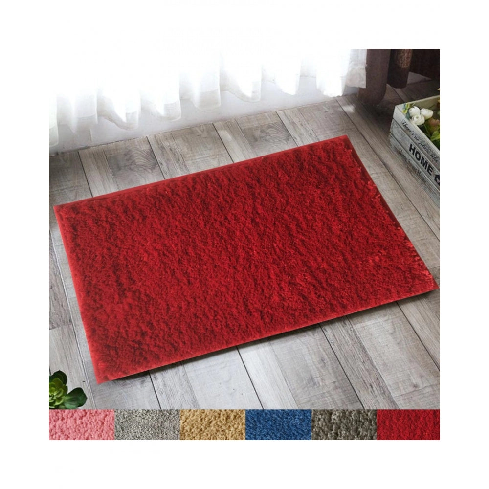 Fashion Solid Polyester Bathmat (Red)