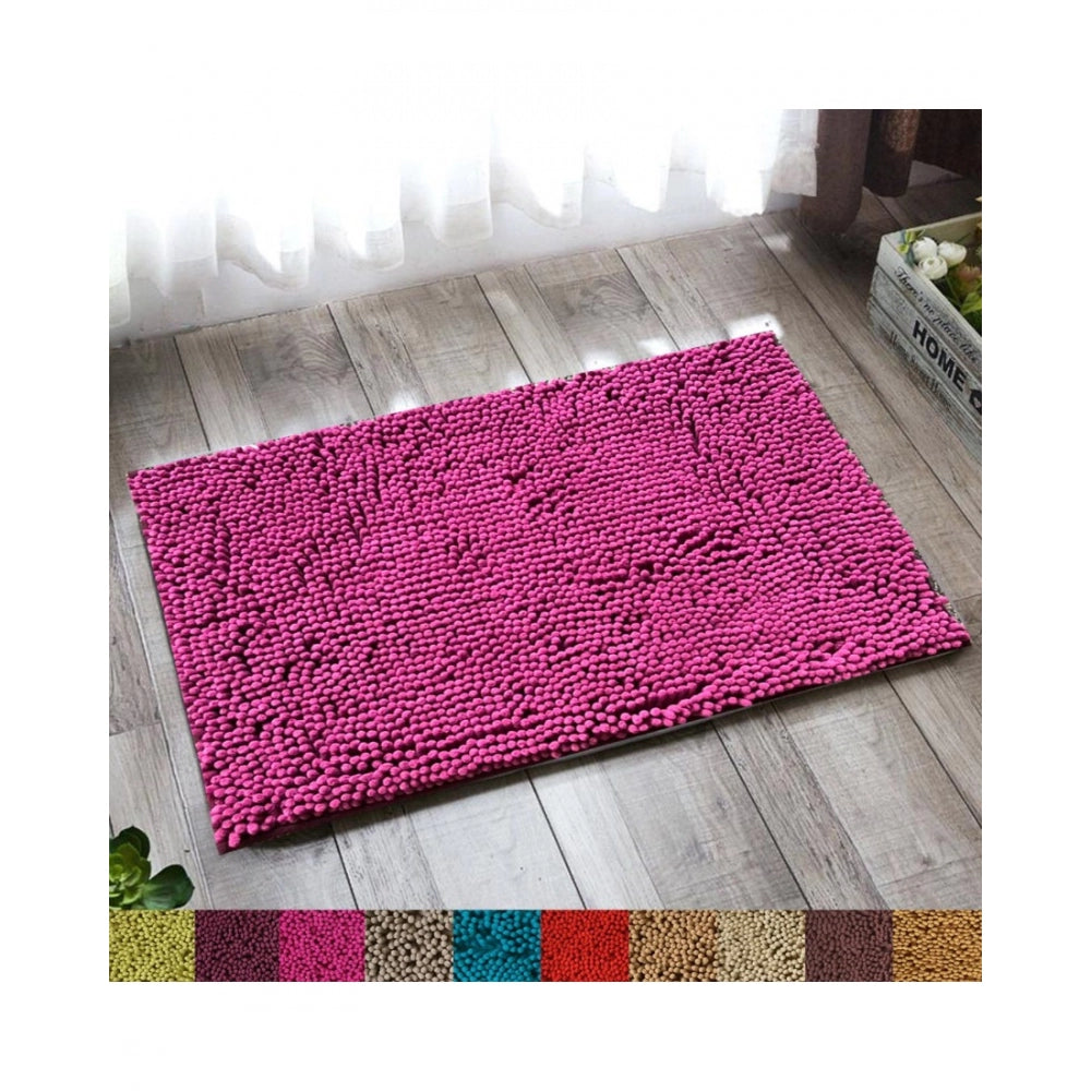 Fashion Solid Polyester Bathmat (Pink)