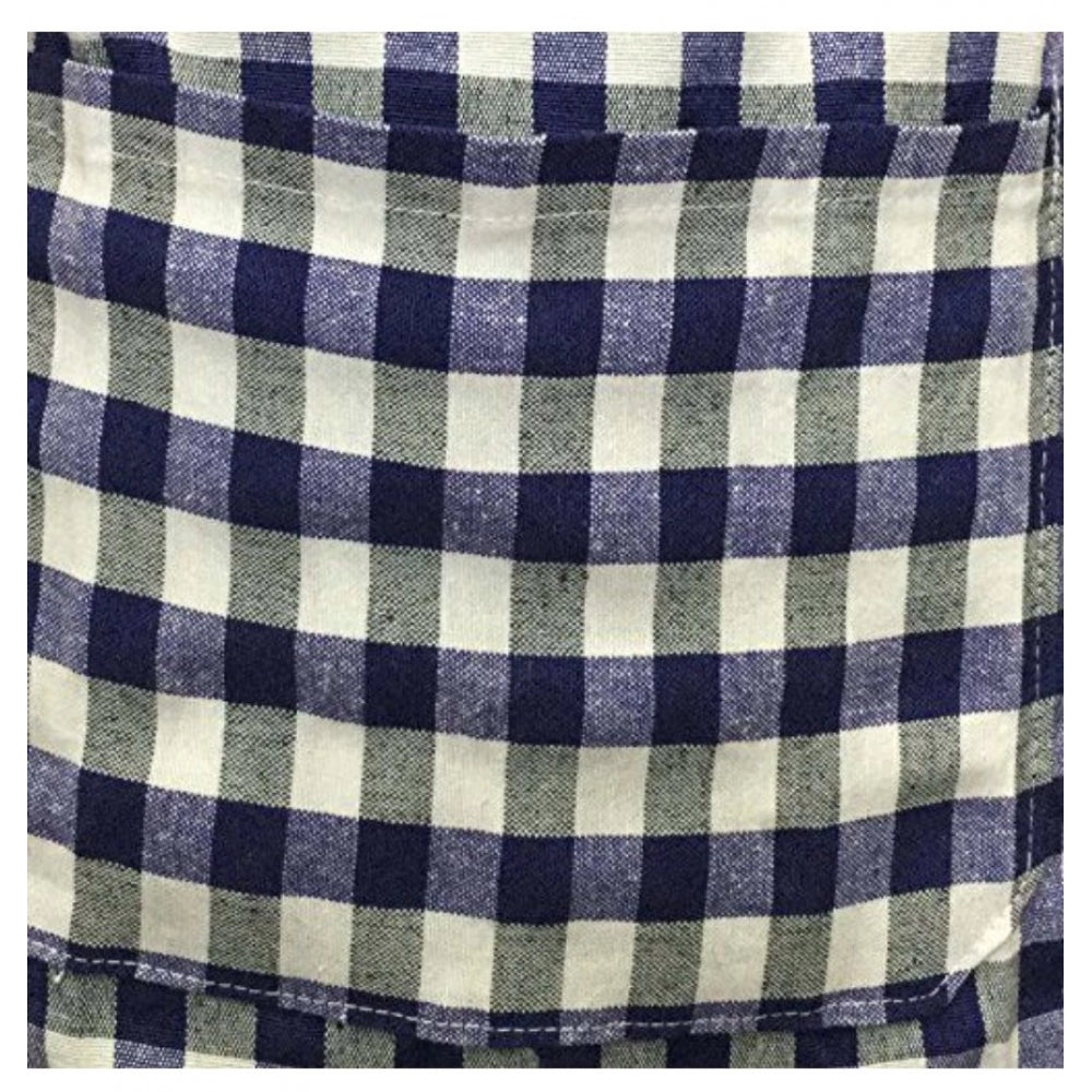 Fashion Checkered Cotton Apron Sets (Blue)