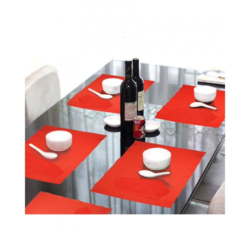 Amfyn Solid Cotton Place Mats and Napkin Sets (Red)