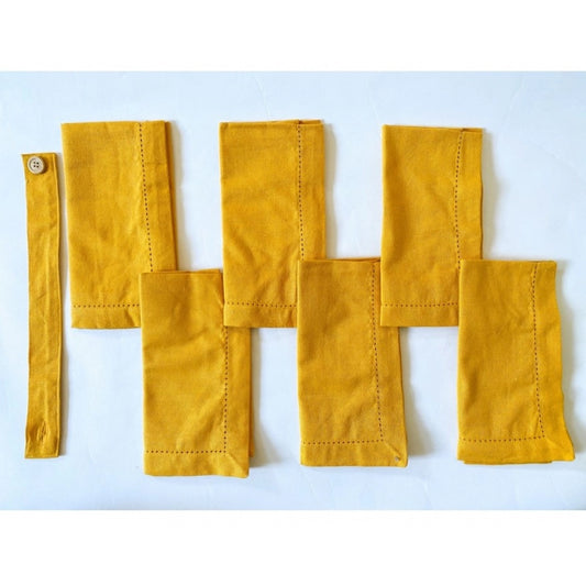 Amfyn Solid Cotton Napkins Sets (Yellow)