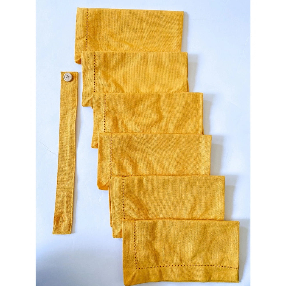 Amfyn Solid Cotton Napkins Sets (Yellow)