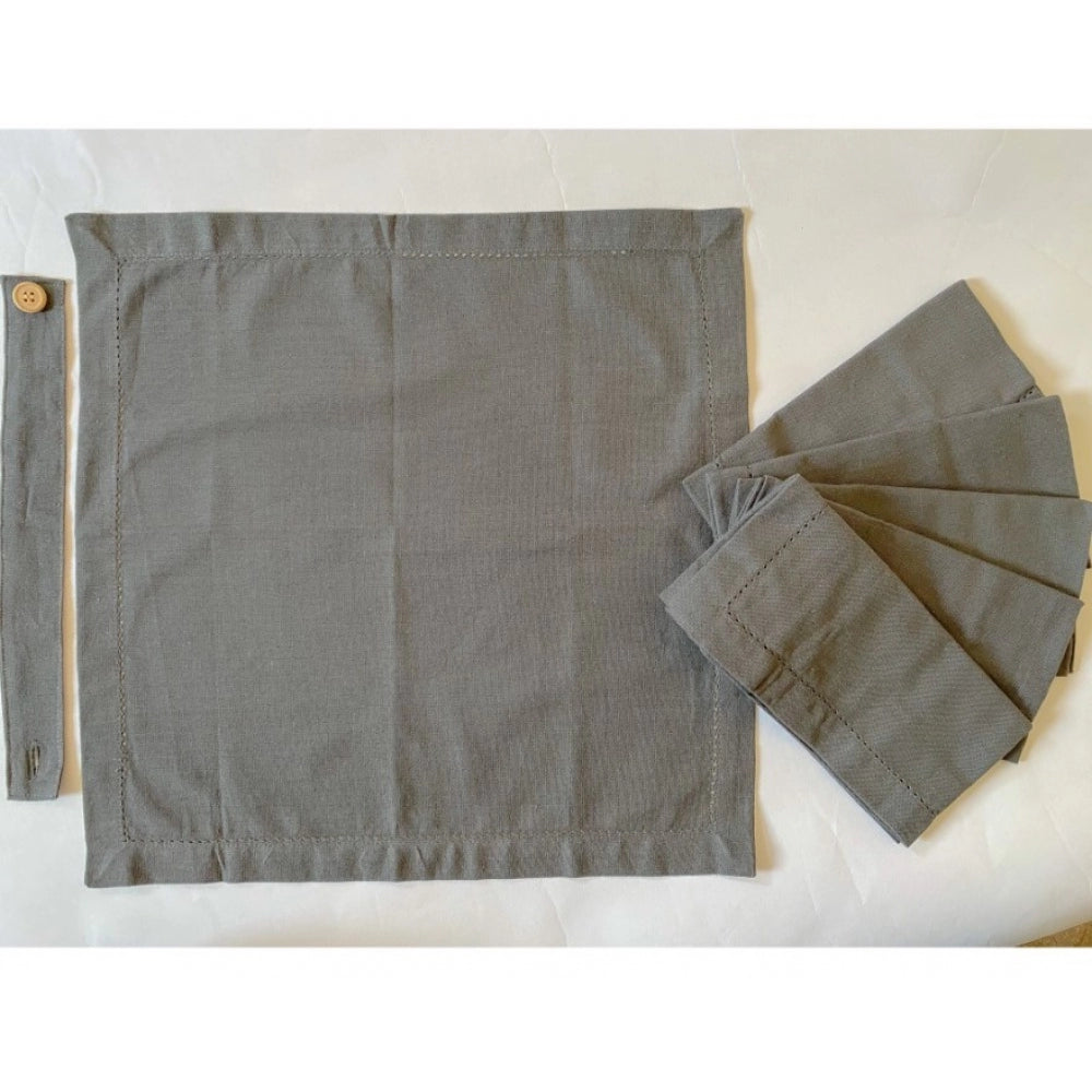 Amfyn Solid Cotton Napkins Sets (Grey)