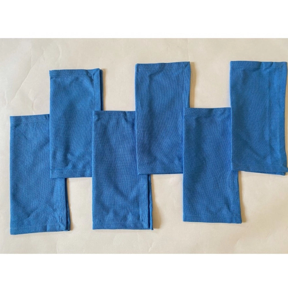 Amfyn Solid Cotton Napkins Sets (Blue)