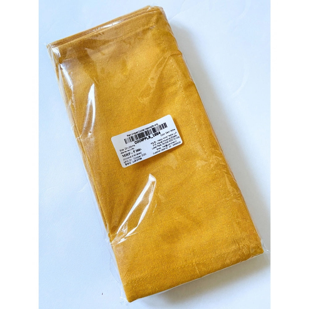Amfyn Solid Cotton Napkins Sets (Yellow)