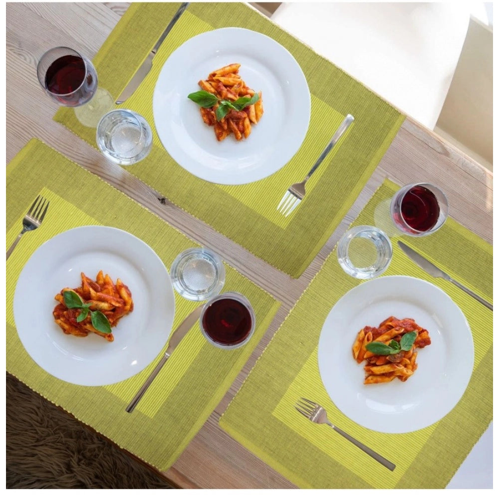 Amfyn Ribbed Cotton Place Mats Sets (Green)