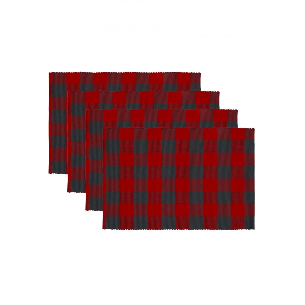 Amfyn Checked Cotton Place Mats Sets (Red &amp; Black)