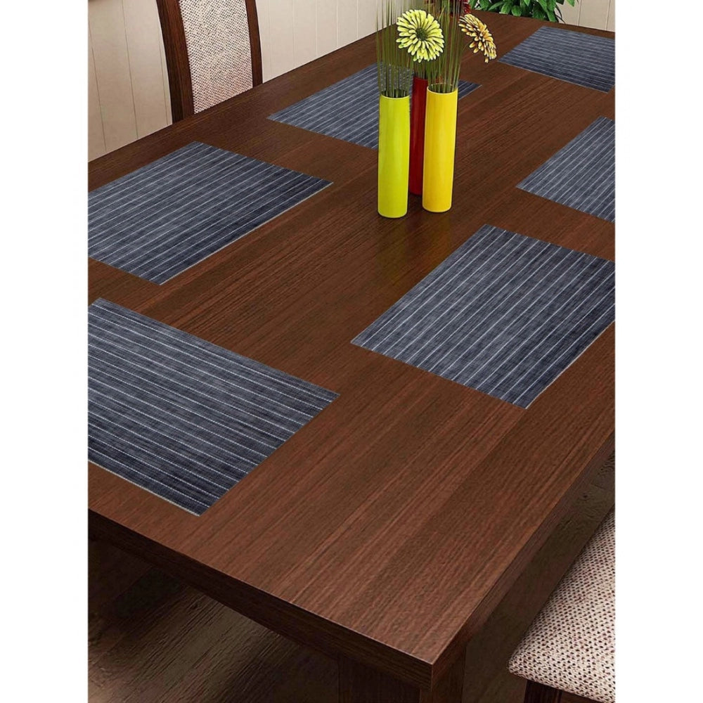 Amfyn striped Vinyl Place Mats Sets (Black &amp; White)