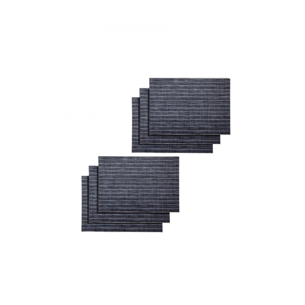Amfyn striped Vinyl Place Mats Sets (Black &amp; White)