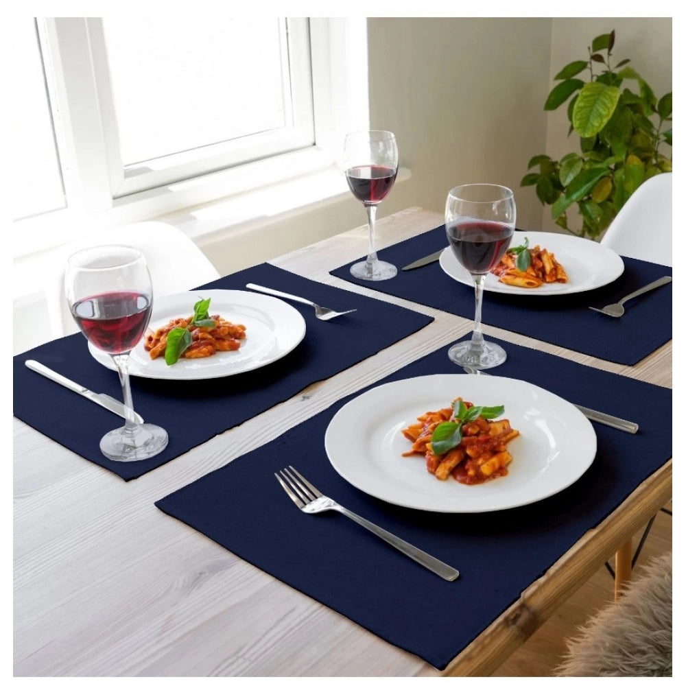 Amfyn Ribbed Cotton Place Mats Sets (Navy Blue)