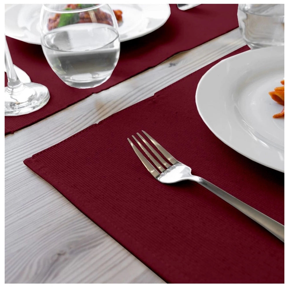 Amfyn Ribbed Cotton Place Mats Sets (Maroon)