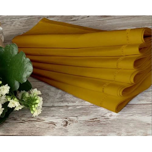 Amfyn Solid Cotton Napkins Sets (Mustard)
