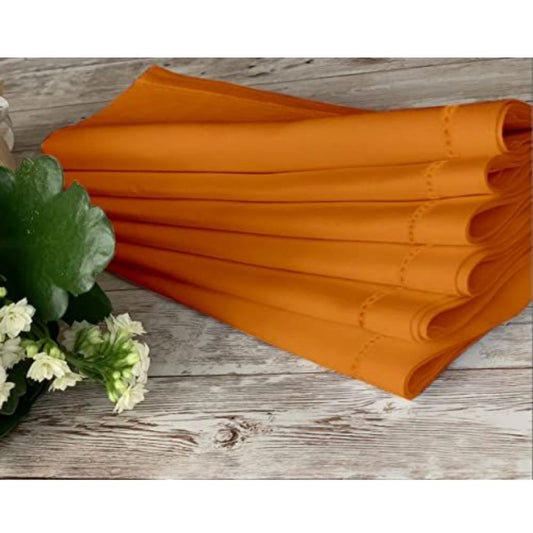 Amfyn Solid Cotton Napkins Sets ( Orange)