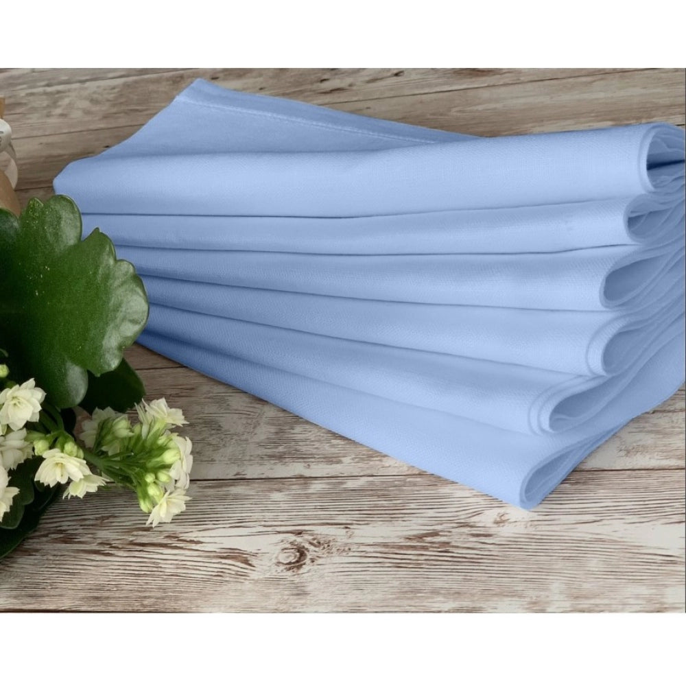 Amfyn Solid Cotton Napkins Sets (Sky Blue)