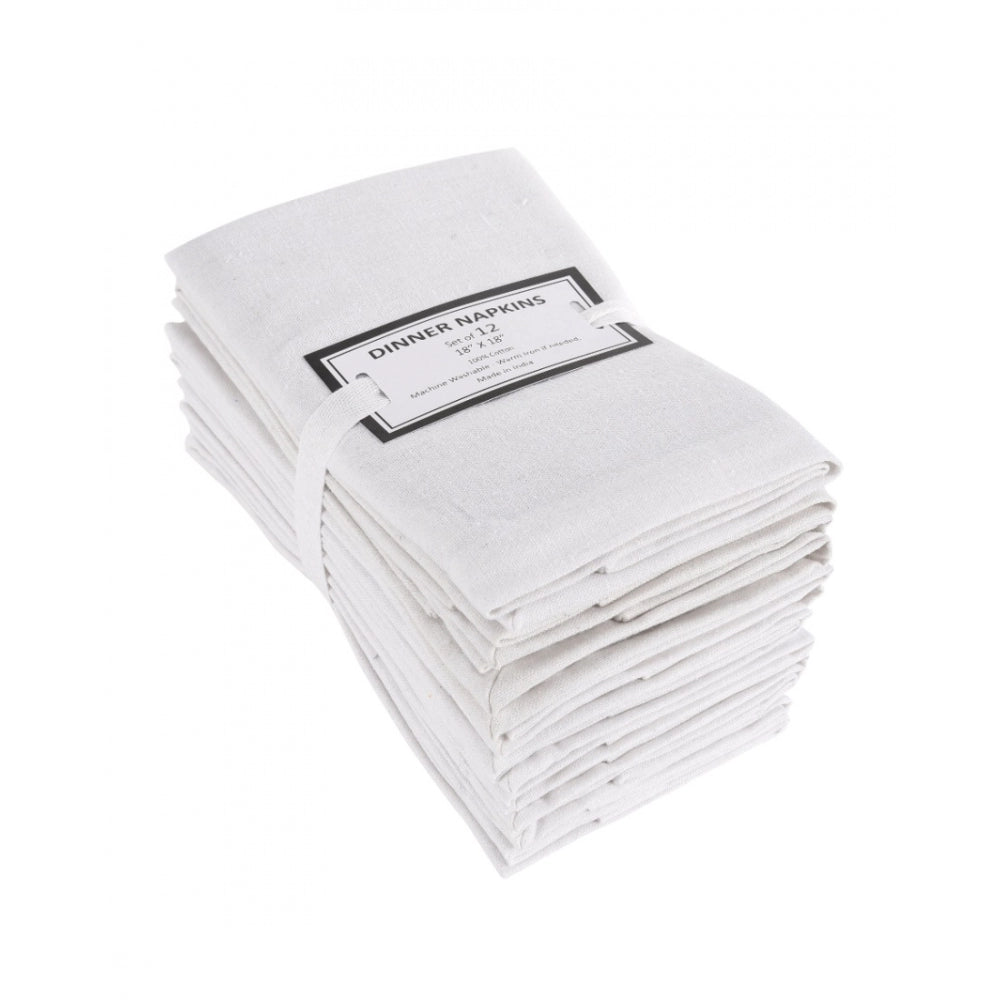 Amfyn Solid Cotton Napkins Sets (White)
