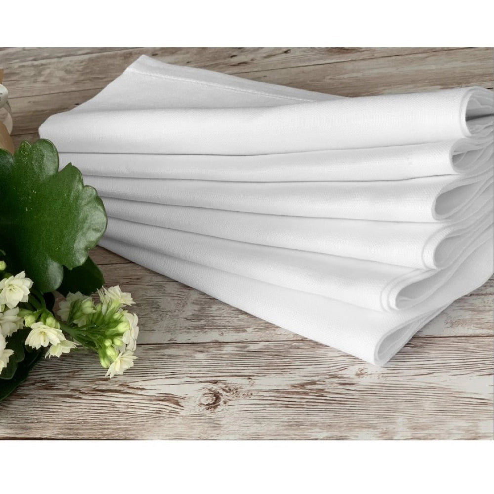 Amfyn Solid Cotton Napkins Sets (White)