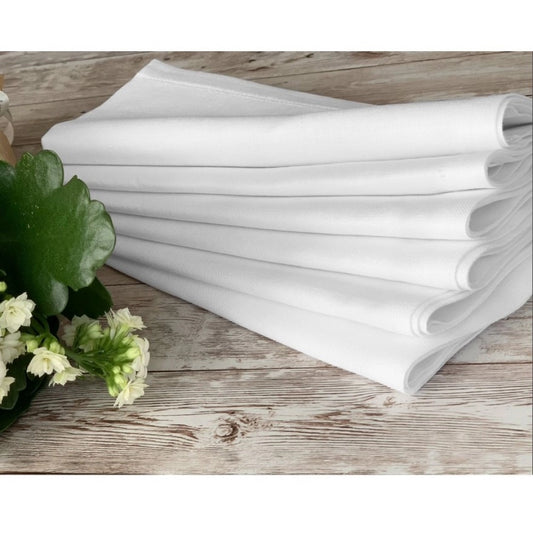 Amfyn Solid Cotton Napkins Sets (White)