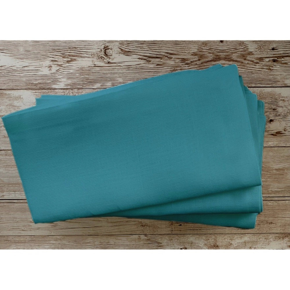 Amfyn Solid Cotton Napkins Sets (Turquoise Blue)