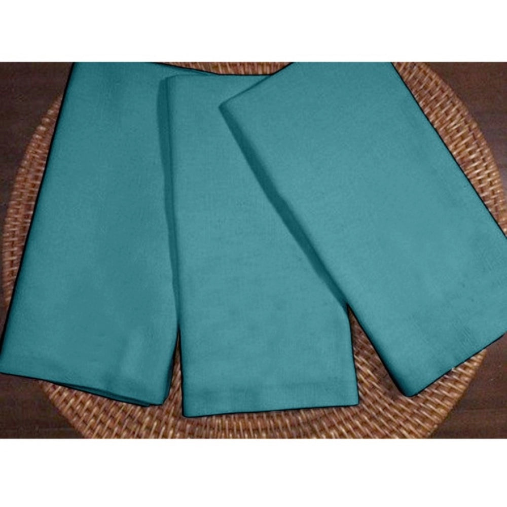 Amfyn Solid Cotton Napkins Sets (Turquoise Blue)