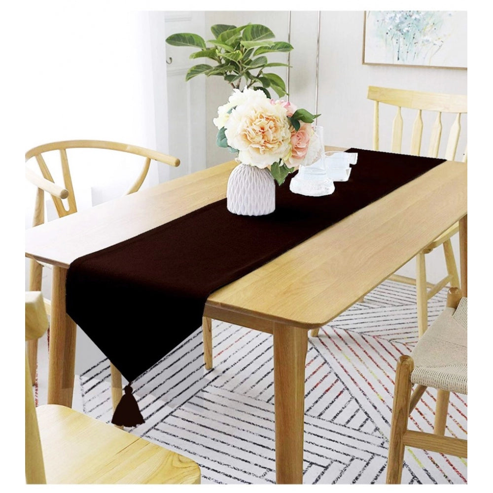 Amfyn Solid Cotton Table Runners (Dark Brown)