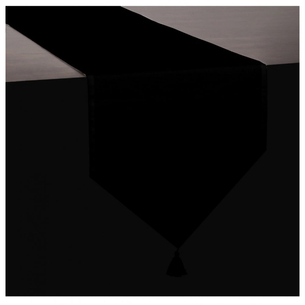 Amfyn Solid Cotton Table Runners (Black)