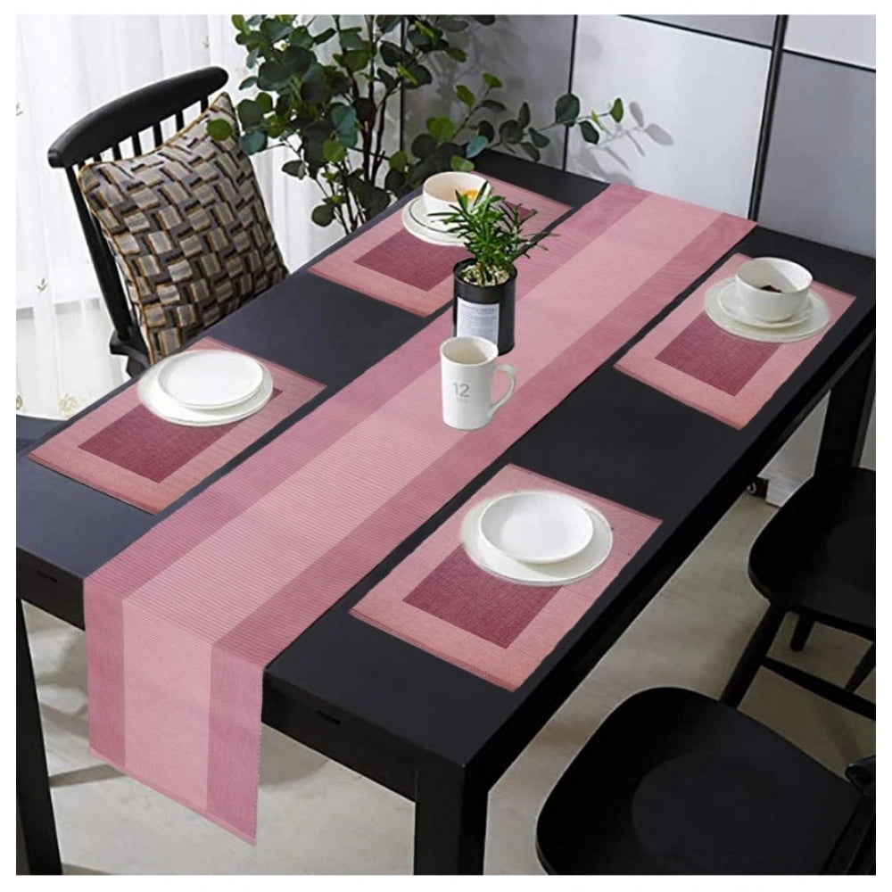 Amfyn Ribbed Cotton Table Runner and Placemats Sets (Purple)